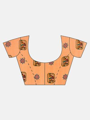 conversational printed saree with blouse - 17459987 - Standard Image - 3