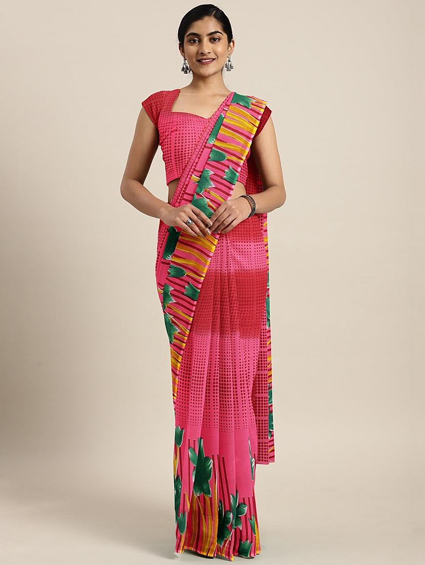 floral printed saree with blouse - 17459988 - Zoom Image - 1