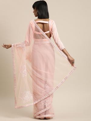 tonal embroidered plain saree with blouse - 17459989 - Standard Image - 2