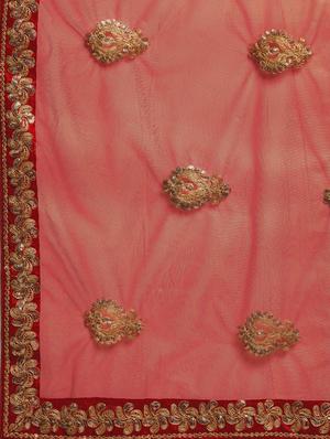 maroon embroidered saree with blouse - 17459990 - Standard Image - 5