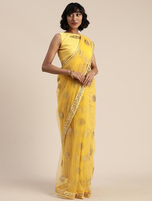 embroidered bordered saree with blouse - 17459991 - Standard Image - 1