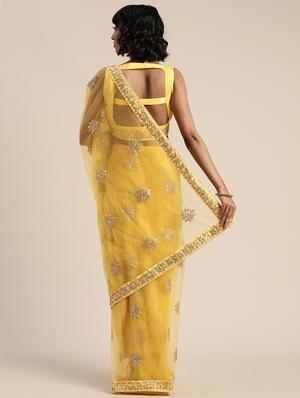 embroidered bordered saree with blouse - 17459991 - Standard Image - 2