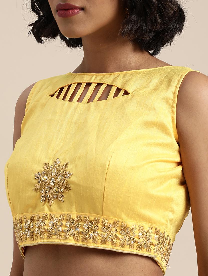 embroidered bordered saree with blouse - 17459991 - Zoom Image - 3