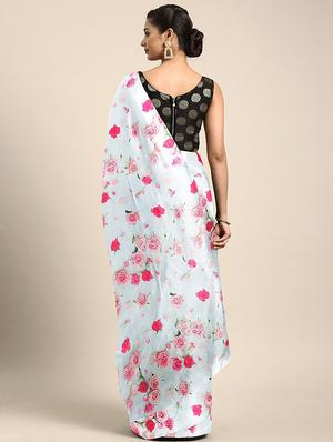 floral printed saree with blouse - 17459998 - Standard Image - 2