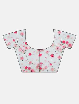 floral printed saree with blouse - 17459998 - Standard Image - 3
