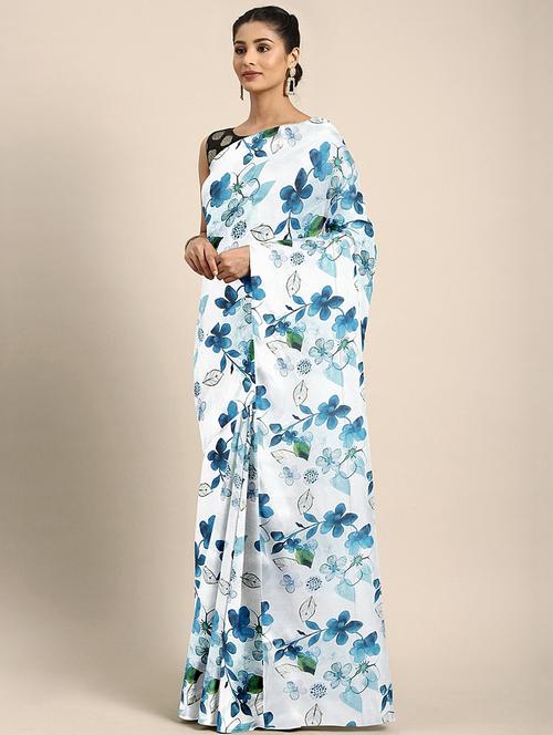 floral printed saree with blouse - 17459999 - Standard Image - 1
