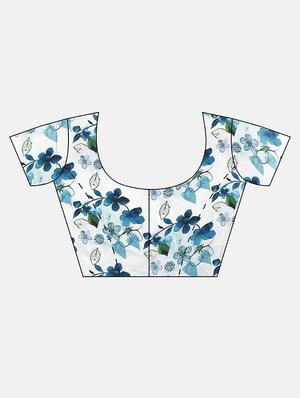 floral printed saree with blouse - 17459999 - Standard Image - 3