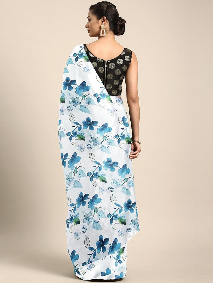floral printed saree with blouse - 17459999 - Zoom Image - 2