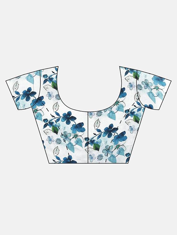 floral printed saree with blouse - 17459999 - Zoom Image - 3