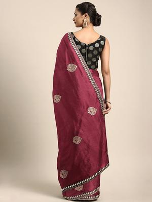 solid printed saree with blouse - 17460006 - Standard Image - 2