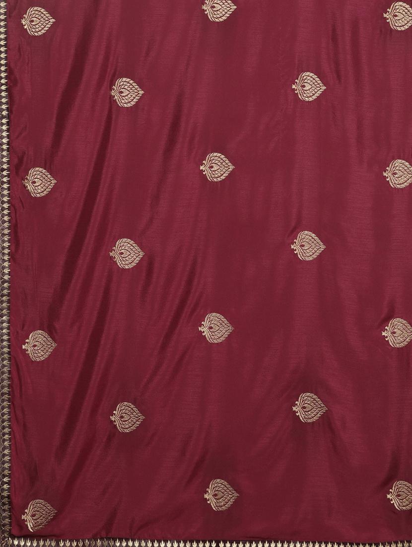solid printed saree with blouse - 17460006 - Zoom Image - 4