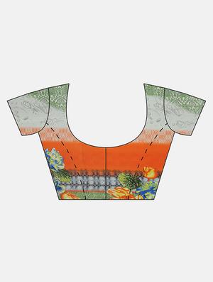 floral printed saree with blouse - 17460008 - Standard Image - 3