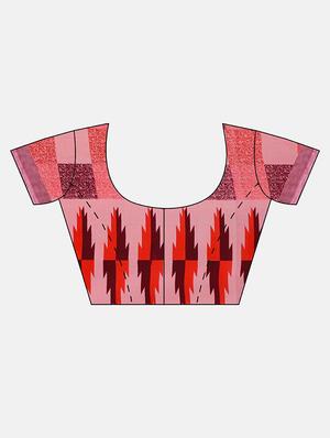 checkered printed saree with blouse - 17460010 - Standard Image - 3