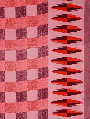 checkered printed saree with blouse - 17460010 - Standard Image - 4