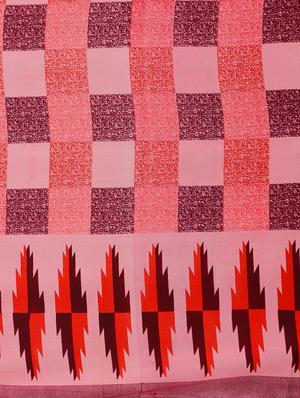 checkered printed saree with blouse - 17460010 - Standard Image - 5