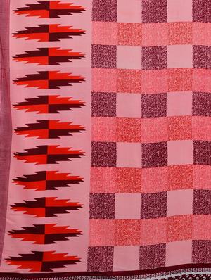 checkered printed saree with blouse - 17460010 - Standard Image - 6