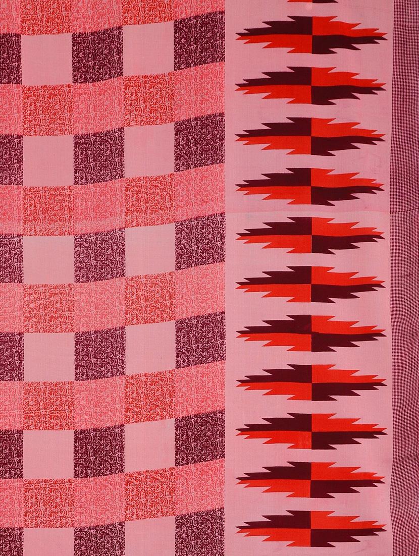 checkered printed saree with blouse - 17460010 - Zoom Image - 4