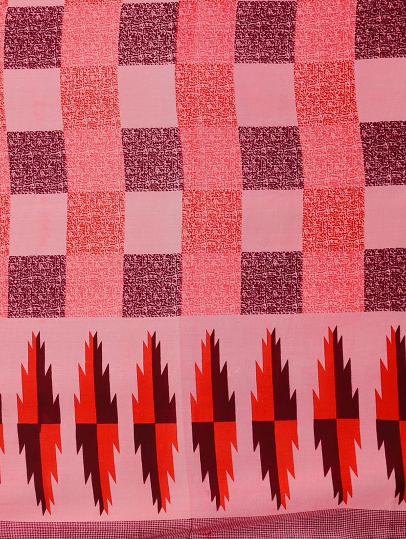 checkered printed saree with blouse - 17460010 - Zoom Image - 5