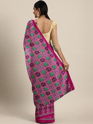 floral printed saree with blouse - 17460012 - Standard Image - 2