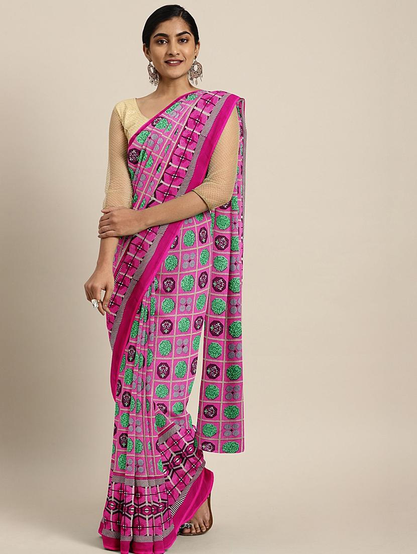 floral printed saree with blouse - 17460012 - Zoom Image - 1