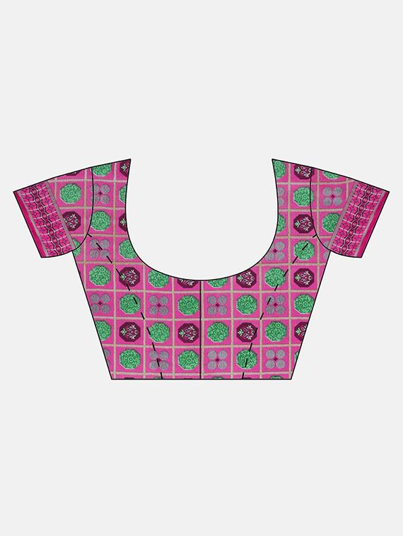 floral printed saree with blouse - 17460012 - Zoom Image - 3