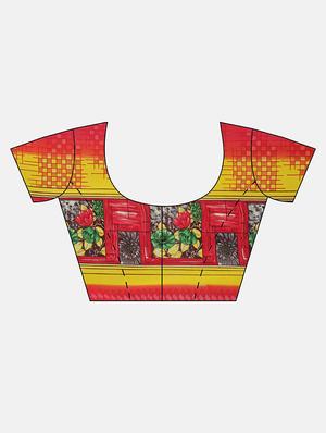 floral printed saree with blouse - 17460014 - Standard Image - 3