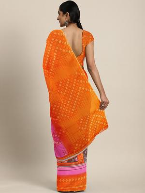 floral printed saree with blouse - 17460016 - Standard Image - 2