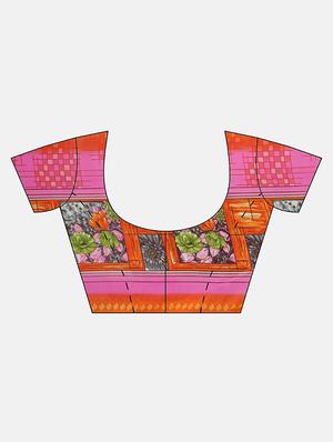 floral printed saree with blouse - 17460016 - Standard Image - 3