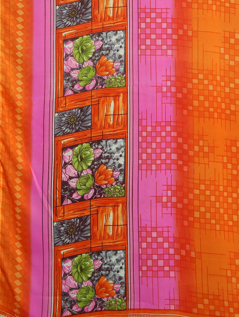 floral printed saree with blouse - 17460016 - Zoom Image - 4