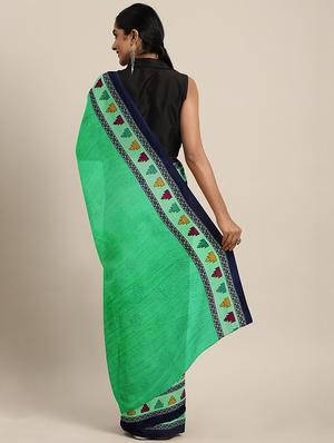 solid printed saree with blouse - 17460018 - Standard Image - 2