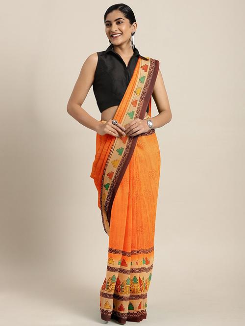 bordered printed saree with blouse - 17460020 - Standard Image - 1