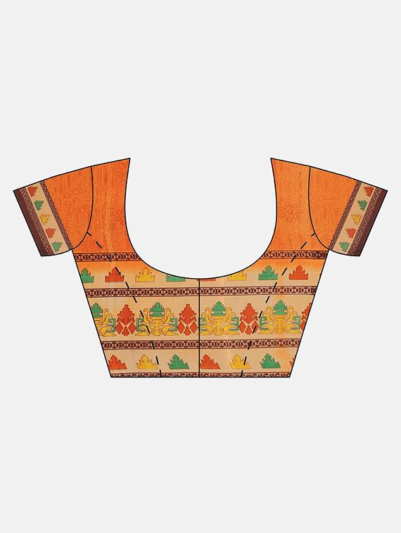 bordered printed saree with blouse - 17460020 - Zoom Image - 3