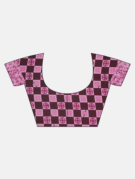 checkered printed saree with blouse - 17460022 - Zoom Image - 3