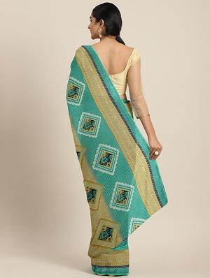 floral printed saree with blouse - 17460027 - Standard Image - 2