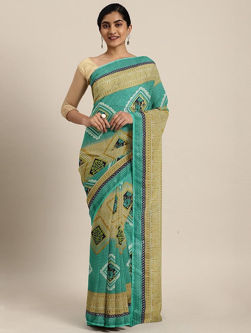 floral printed saree with blouse - 17460027 - Zoom Image - 1