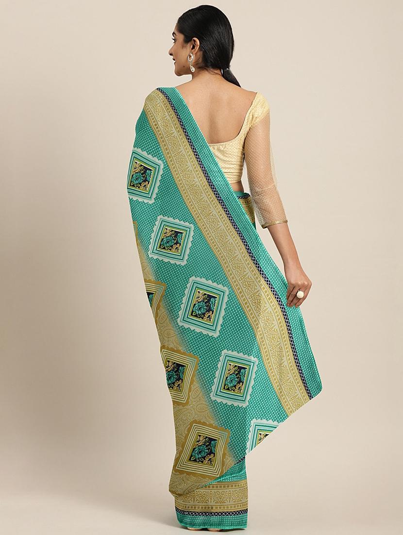 floral printed saree with blouse - 17460027 - Zoom Image - 2