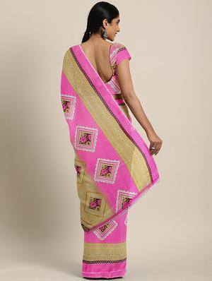 floral printed saree with blouse - 17460029 - Standard Image - 2