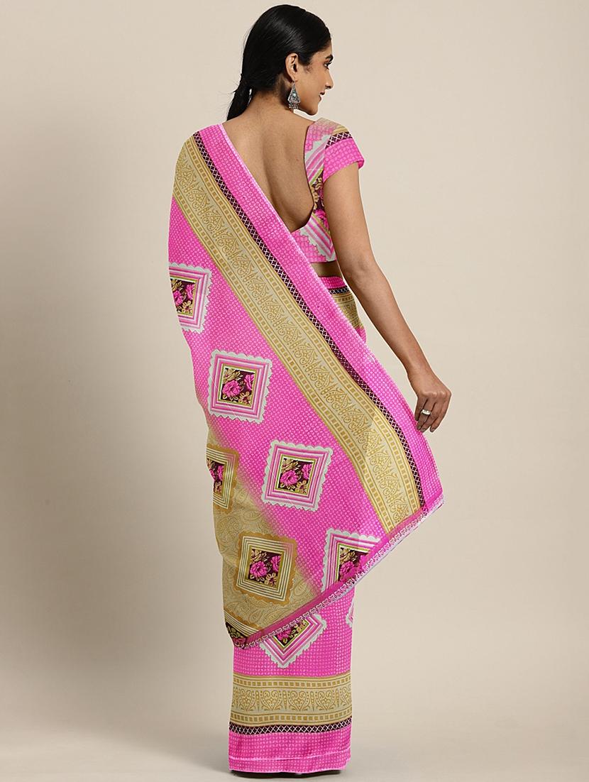 floral printed saree with blouse - 17460029 - Zoom Image - 2
