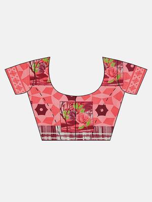 floral printed saree with blouse - 17460031 - Standard Image - 3