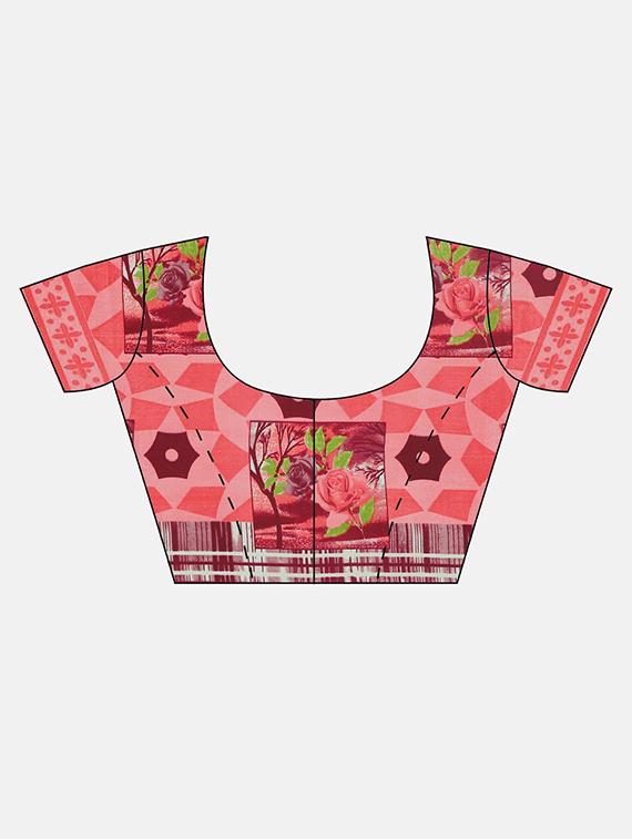 floral printed saree with blouse - 17460031 - Zoom Image - 3