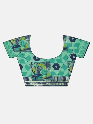 geometrical printed saree with blouse - 17460033 - Standard Image - 3