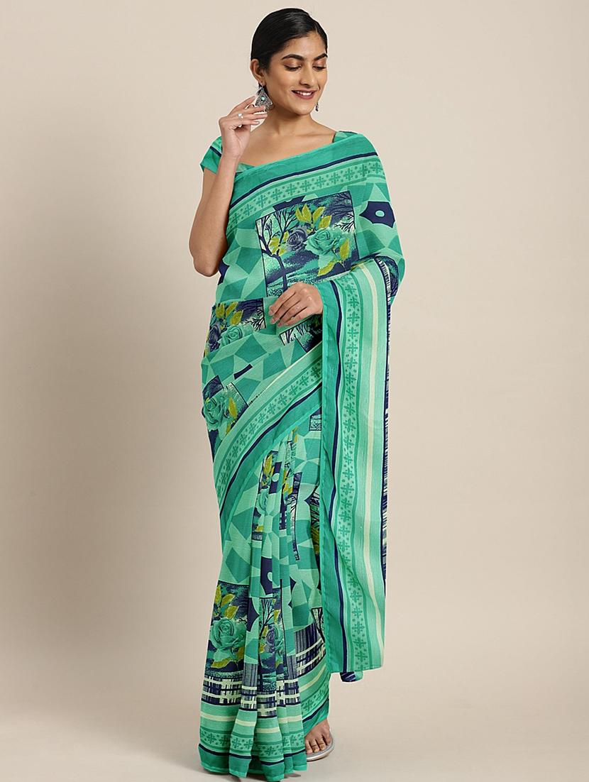 geometrical printed saree with blouse - 17460033 - Zoom Image - 1