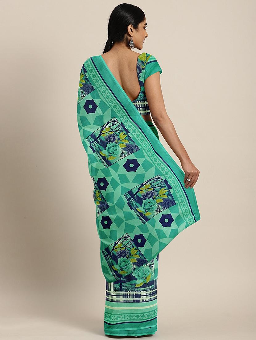 geometrical printed saree with blouse - 17460033 - Zoom Image - 2