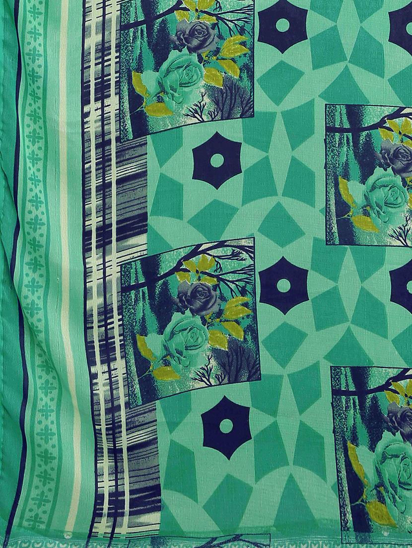 geometrical printed saree with blouse - 17460033 - Zoom Image - 5