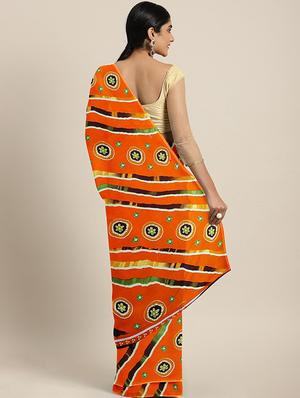 bandhani printed saree with blouse - 17460036 - Standard Image - 2