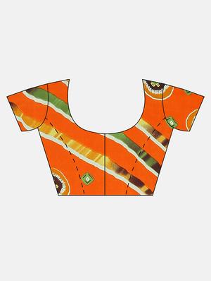 bandhani printed saree with blouse - 17460036 - Standard Image - 3