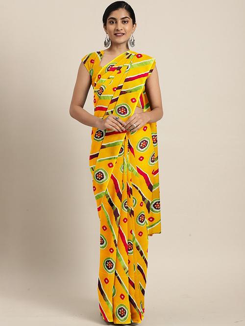 bandhani printed saree with blouse - 17460037 - Standard Image - 1