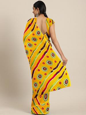 bandhani printed saree with blouse - 17460037 - Standard Image - 2