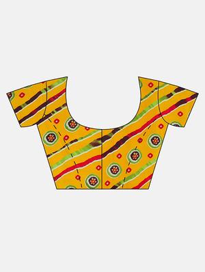 bandhani printed saree with blouse - 17460037 - Standard Image - 3