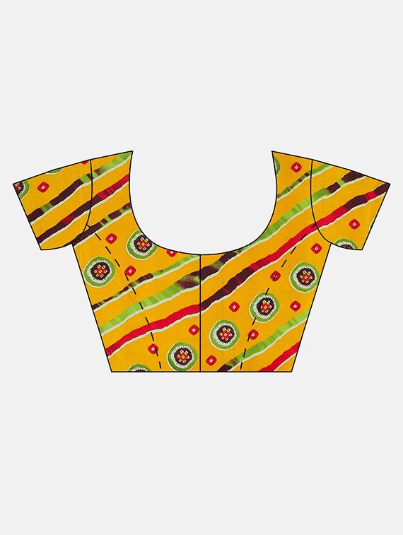 bandhani printed saree with blouse - 17460037 - Zoom Image - 3